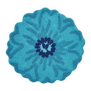 NWT The Pioneer Woman Flower Round Teal Bath Rug, 26" x 26"